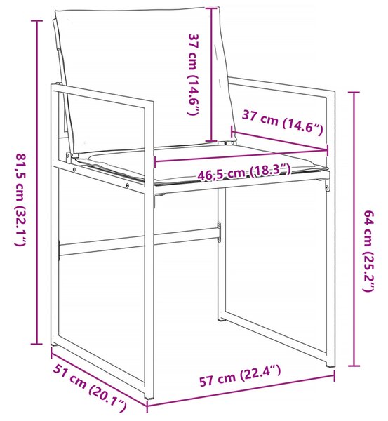 Kert étkező szett 5 pcs Fehér 140 x 70 x 73 cm Textilén és acél