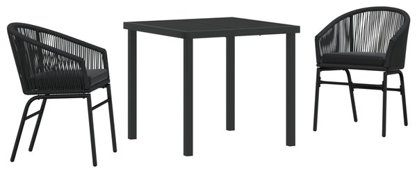 Kert étkező szett 3 pcs Fekete Porszórt acél