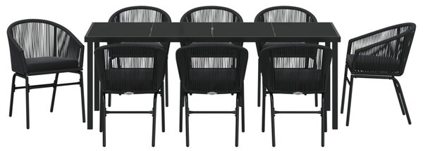 Kert étkező szett 9 pcs Fekete Porszórt acél