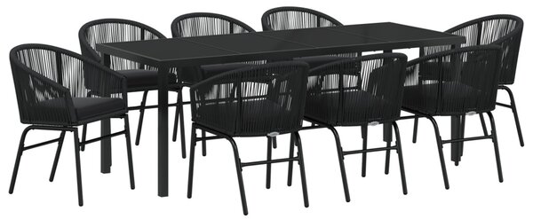 Kert étkező szett 9 pcs Fekete Porszórt acél