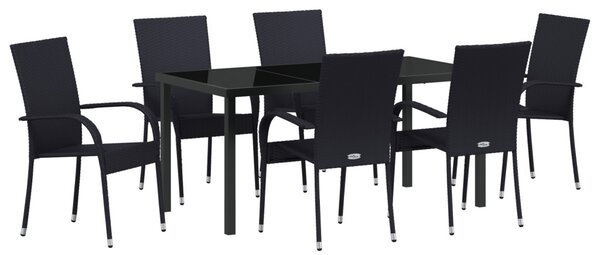Kert étkező szett 7 pcs Fekete Porszórt acél