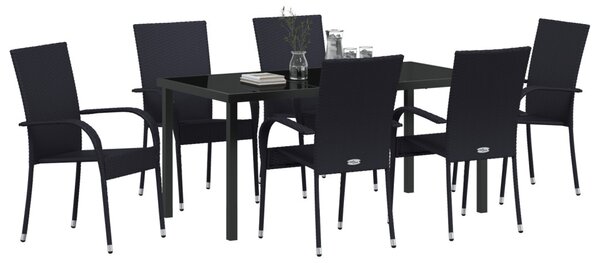 Kert étkező szett 7 pcs Fekete Porszórt acél