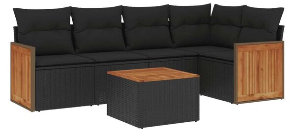 VidaXL 6 részes Kerti Ülőgarnitúra - Fekete Polyrattan