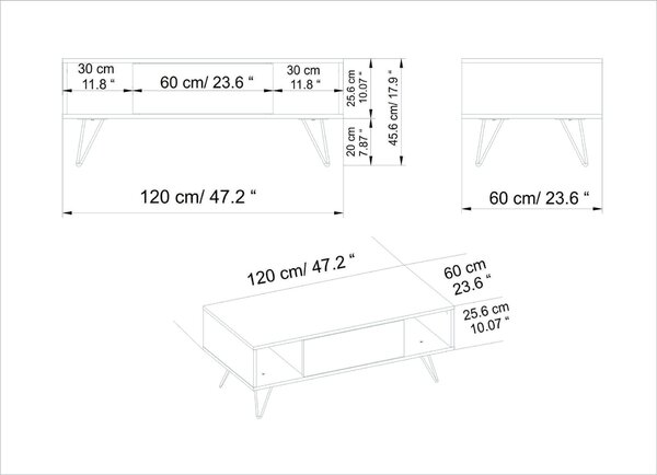 Hanah Home Dohányzóasztal Walnut White Mistico - dió, fehér