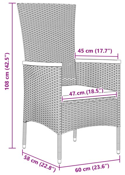 Kert étkező szett párnával 9 pcs Szürke Porszórt acél