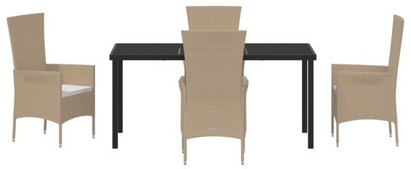 Kert étkező szett párnával 5 pcs Bézs polirattan