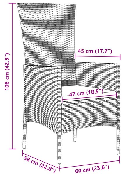 Kert étkező szett párnával 5 pcs Bézs polirattan