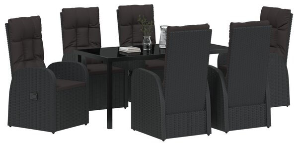Kert étkező szett párnával 7 pcs Fekete polirattan