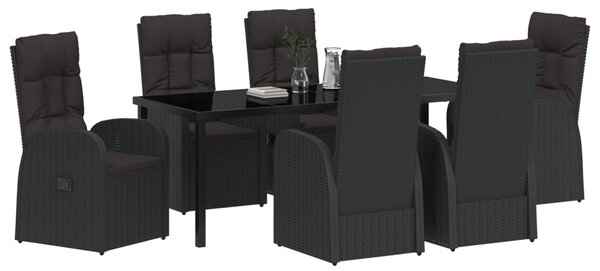 Kert étkező szett párnával 7 pcs Fekete polirattan