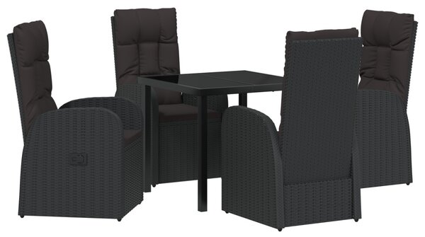 Kert étkező szett párnával 5 pcs Fekete polirattan