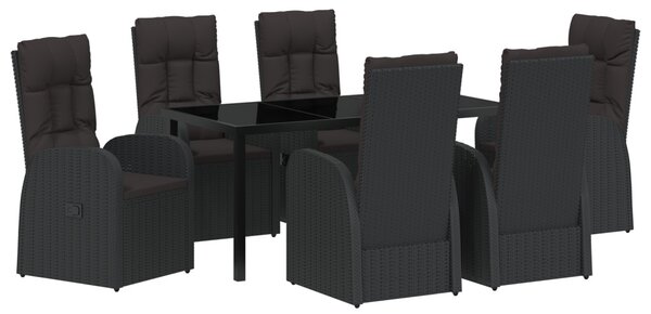 Kert étkező szett párnával 7 pcs Fekete polirattan