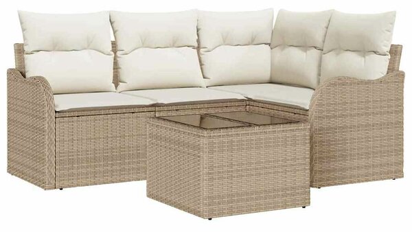 VidaXL Kerti Kanapé Szett 5 pcs Bézs polirattan