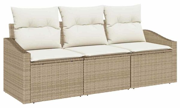 VidaXL Kanapé Szett párnával 3 pcs Bézs polirattan