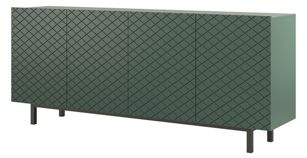 SCALIA II 190 4D négyajtós szekrény - matt sötétzöld / fekete keret