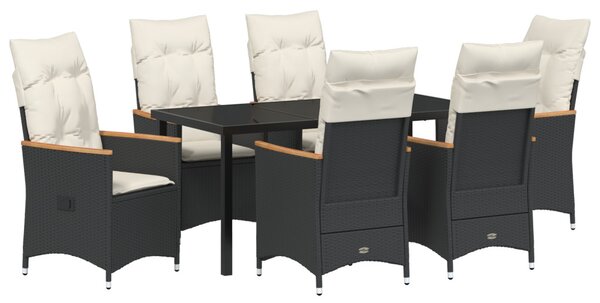 Kert étkező szett párnával 7 pcs Fekete polirattan