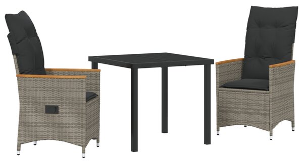 Kert étkező szett párnával 3 pcs Szürke polirattan