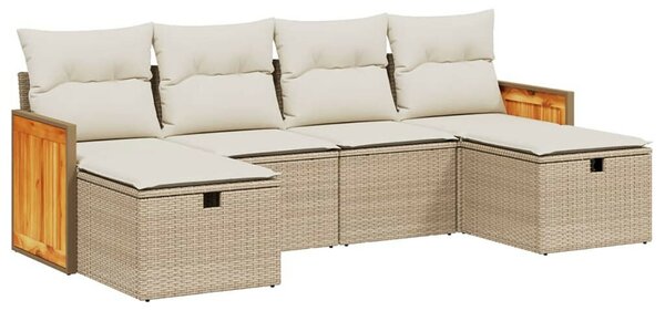 VidaXL Polyrattan Kerti Ülőgarnitúra - 6 részes - Bézs