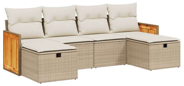 VidaXL Polyrattan Kerti Ülőgarnitúra - 6 részes - Bézs