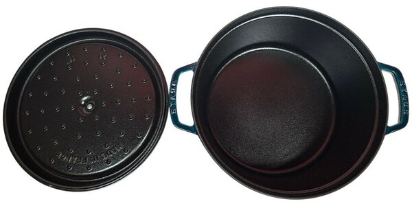 STAUB Öntöttvas főzőedény, zománcozott, 28 cm/6,7 liter, Cocotte Ronde kerek, tengerkék (110)