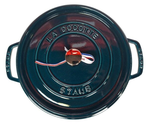 STAUB Öntöttvas főzőedény, zománcozott, 28 cm/6,7 liter, Cocotte Ronde kerek, tengerkék (110)