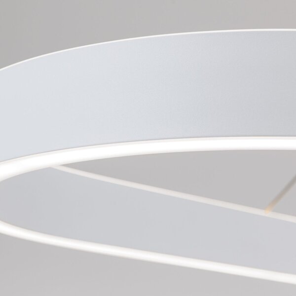 CARRARA LED függőlámpa, matt fehér, 35x120 cm, ovális forma