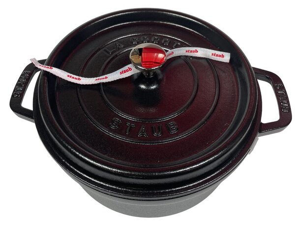 STAUB Öntöttvas főzőedény, zománcozott, 24 cm/3,7 liter, Cocotte Ronde kerek, fekete (50)