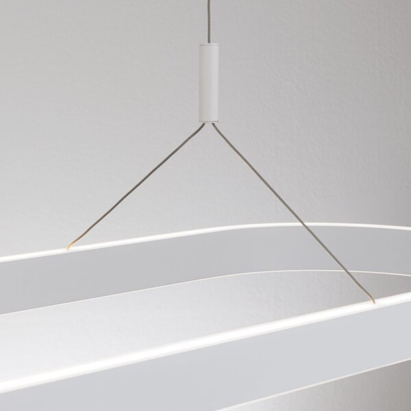 CARRARA LED függőlámpa, matt fehér, 35x120 cm, ovális forma