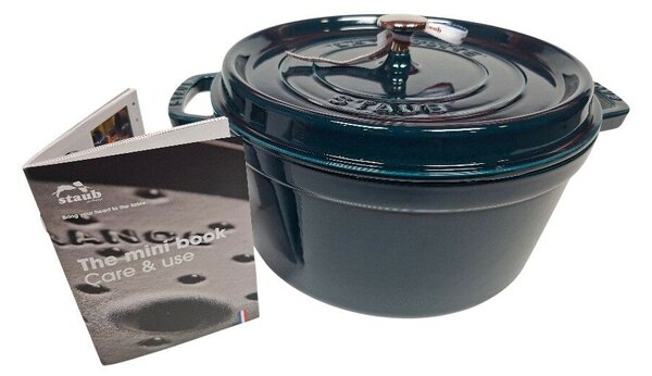 STAUB Öntöttvas főzőedény, zománcozott, 28 cm/6,7 liter, Cocotte Ronde kerek, tengerkék (110)
