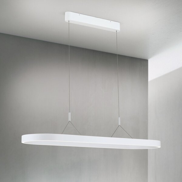 CARRARA LED függőlámpa, matt fehér, 35x120 cm, ovális forma
