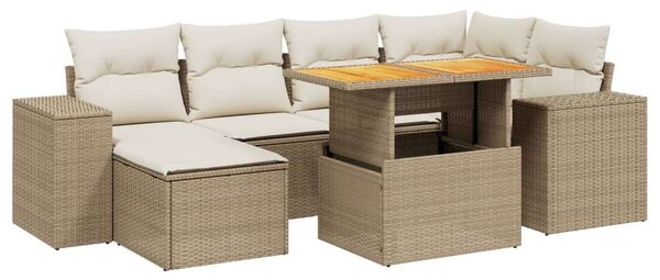 VidaXL Polyrattan Kerti Ülőgarnitúra - 7 részes - Bézs