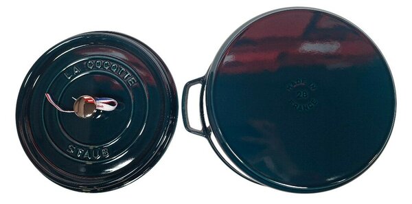 STAUB Öntöttvas főzőedény, zománcozott, 28 cm/6,7 liter, Cocotte Ronde kerek, tengerkék (110)