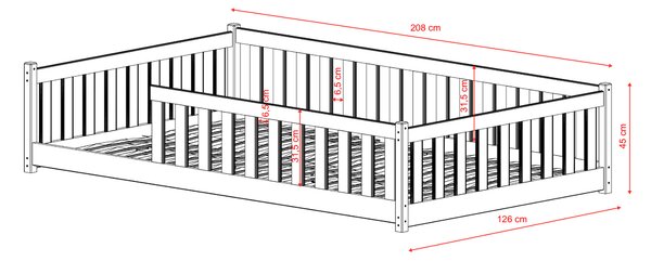 Gyerek egyszemélyes ágy 120x200 LUCINDA - fenyő