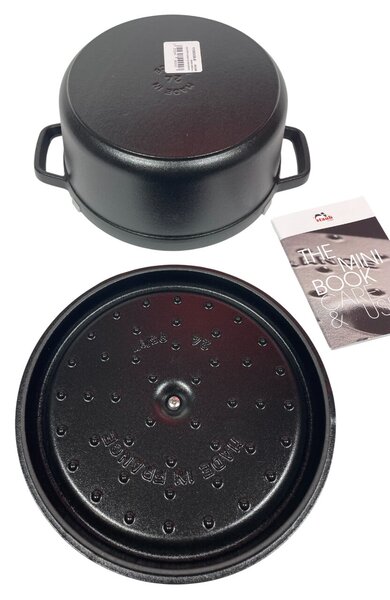 STAUB Öntöttvas főzőedény, zománcozott, 24 cm/3,7 liter, Cocotte Ronde kerek, fekete (50)
