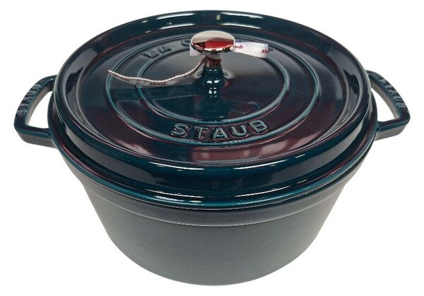 STAUB Öntöttvas főzőedény, zománcozott, 28 cm/6,7 liter, Cocotte Ronde kerek, tengerkék (110)