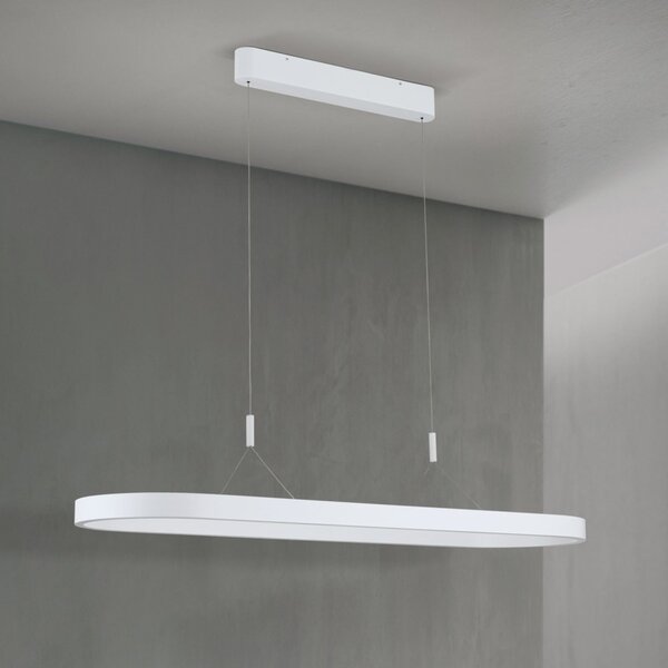 CARRARA LED függőlámpa, matt fehér, 35x120 cm, ovális forma