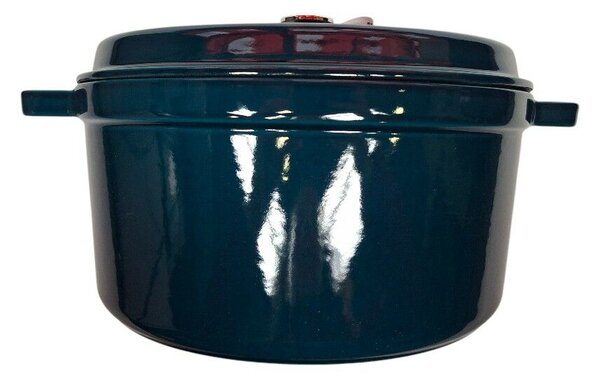 STAUB Öntöttvas főzőedény, zománcozott, 28 cm/6,7 liter, Cocotte Ronde kerek, tengerkék (110)
