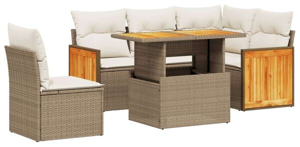 VidaXL Polyrattan Kerti Ülőgarnitúra - 6 részes - Bézs