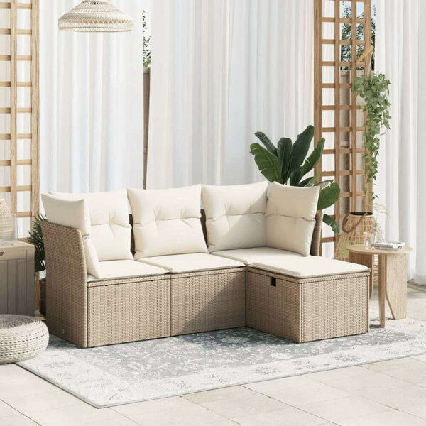 VidaXL Polyrattan Kerti Ülőgarnitúra - 4 részes - Bézs