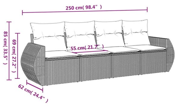 VidaXL Polyrattan Kerti Ülőgarnitúra - 4 részes - Bézs