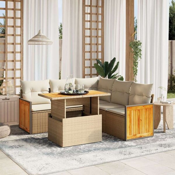 VidaXL Polyrattan Kerti Ülőgarnitúra - 6 részes - Bézs