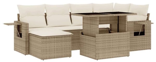 VidaXL Polyrattan Kerti Ülőgarnitúra - 7 részes - Bézs