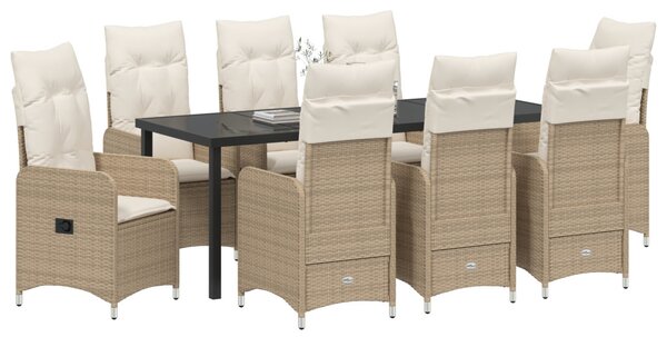 Kert étkező szett 9 pcs Bézs polirattan