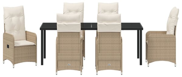 Kert étkező szett 7 pcs Bézs polirattan