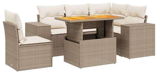 VidaXL Polyrattan Kerti Ülőgarnitúra - 6 részes - Bézs