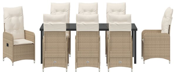 Kert étkező szett 9 pcs Bézs polirattan