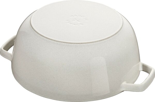 STAUB Cocotte Ronde Öntöttvas főzőedény, zománcozott, 24 cm/3,6 l, "snowflake" tört fehér (fehér szarvasgomba)(45)