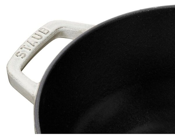STAUB Cocotte Ronde Öntöttvas főzőedény, zománcozott, 24 cm/3,6 l, "snowflake" tört fehér (fehér szarvasgomba)(45)