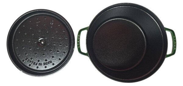 STAUB Öntöttvas főzőedény, zománcozott, 28 cm/6,7 liter, Cocotte Ronde kerek, Bazsalikomzöld (106)