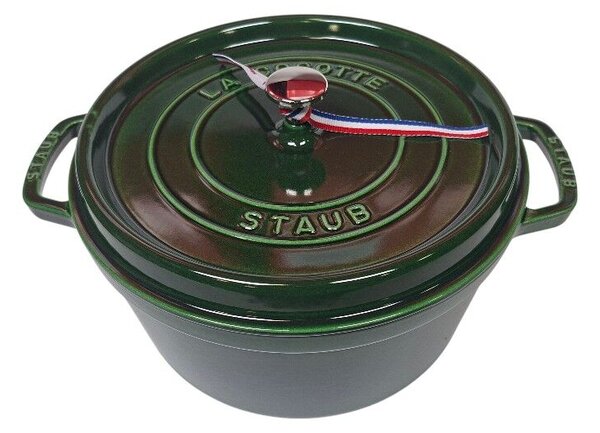 STAUB Öntöttvas főzőedény, zománcozott, 28 cm/6,7 liter, Cocotte Ronde kerek, Bazsalikomzöld (106)