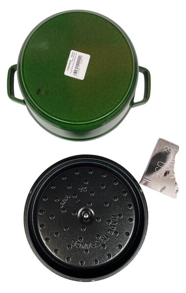 STAUB Öntöttvas főzőedény, zománcozott, 24 cm/3,7 liter, Cocotte Ronde kerek, Bazsalikom zöld (32)
